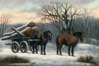 El carro de madera en invierno